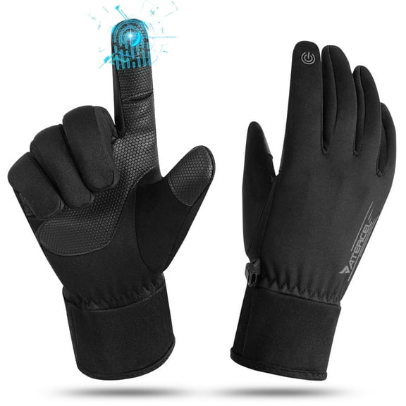 ATERCEL Winter Gloves Men and Women Cold Weather Glove Touchscreen Warm Waterproof Bicycle Gloves Sports Ski Glove(Black, M)