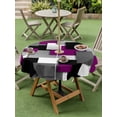 thumbnail image 4 of Outdoor Tablecloth with Umbrella Hole for Patio/Picnic/Party/Camping, Modern Purple Grey Waterproof Table Cloth Round Cover Washable, Abstract Geometric Color Blocks (Dia 60"), 4 of 8