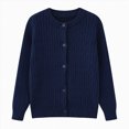 thumbnail image 2 of Cdudpw Girls' Long Sleeve Knitted Cardigan Kids Button Closure Shrug Sweaters Cropped Jacket Tops(M242-Blue), 2 of 9