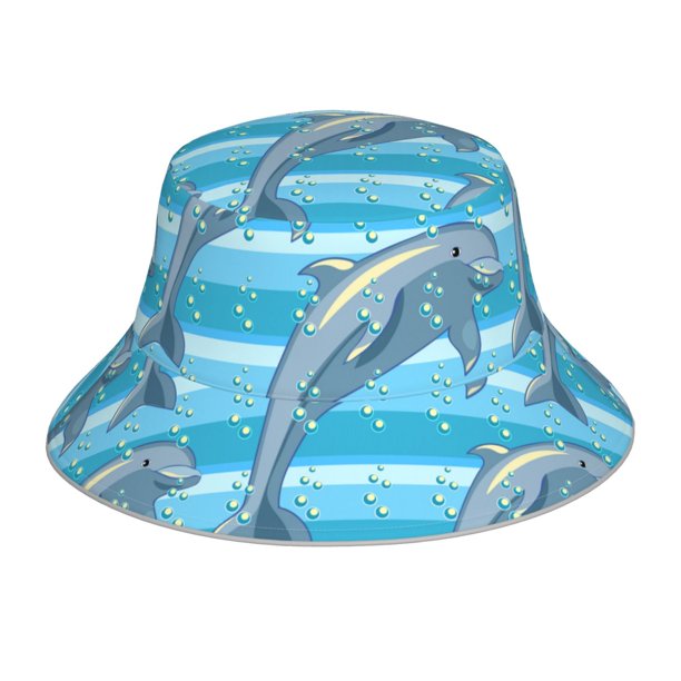 Fotbe Dolphin Sombrero Tipo Pescador con Estampado – Sombrero de Sol de Algodón de Moda para Playa, Golf, Pesca