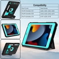 thumbnail image 2 of SUPNICE New Case for iPad 9th/ 8th/ 7th Generation (2021/2020/ 2019), iPad 10.2 Case with Pencil Holder & Kickstand, Anti-Slip 3-Layer Protective Kids Case for iPad 10.2-inch, Black and Turquoise, 2 of 8