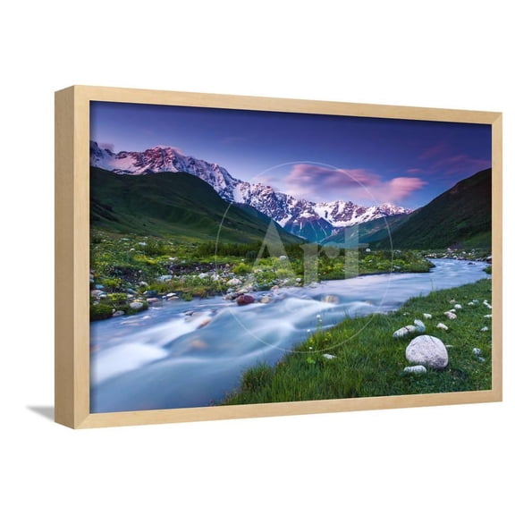 River in Mountain Valley at the Foot of Mt Shkhara Upper Svaneti, Georgia, Europe Caucasus Moun, Framed Art Print Wall Art by Leonid Tit Sold by Art.Com