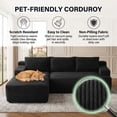 thumbnail image 6 of 96" L-Shaped Sectional Couches for Living Room, Modular Cloud Couch with Chaise, Corduroy Deep Seat Boneless Sofa, No Assembly, Black, 6 of 7