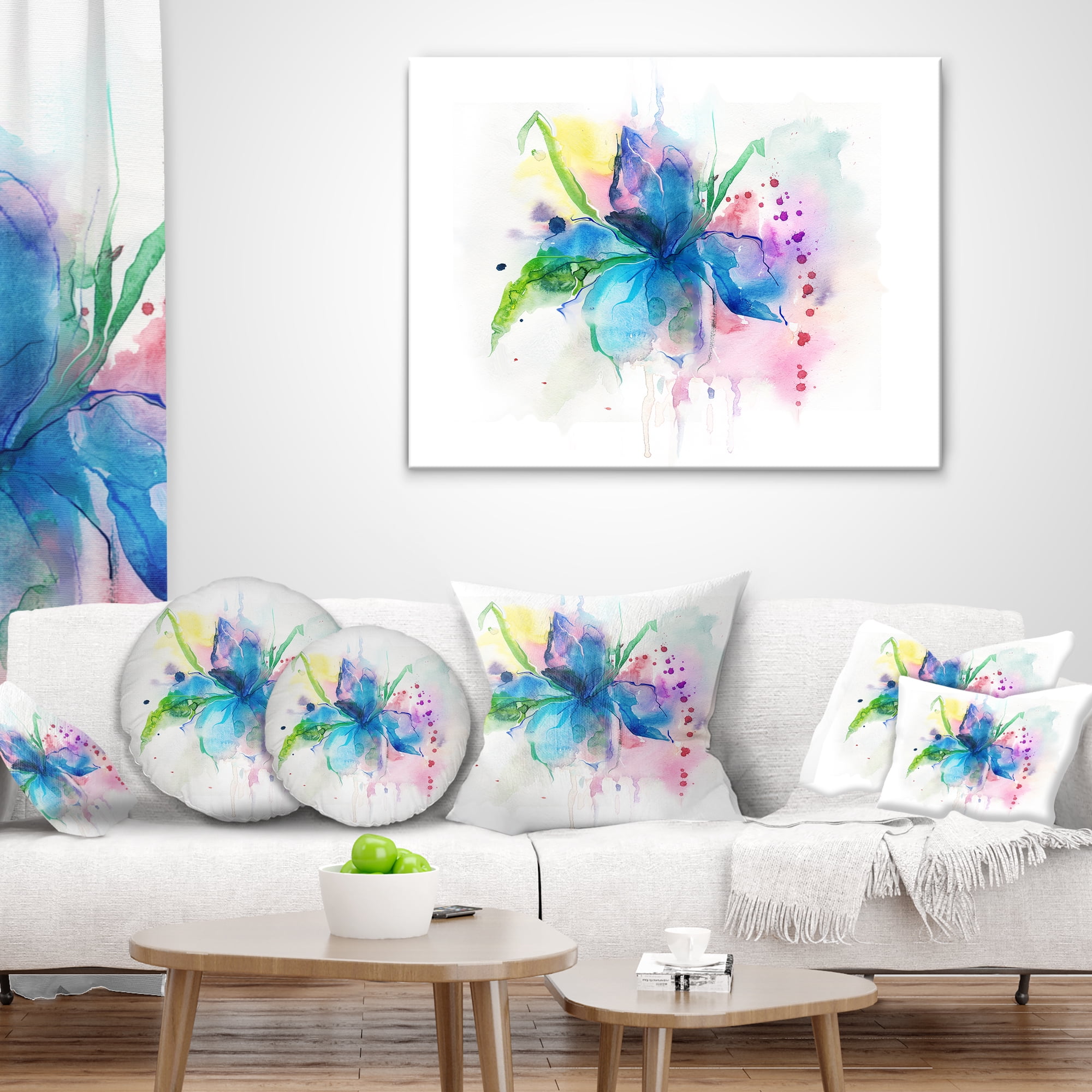 Designart Iris Watercolor Illustration Art - Animal Throw Pillow - 18x18