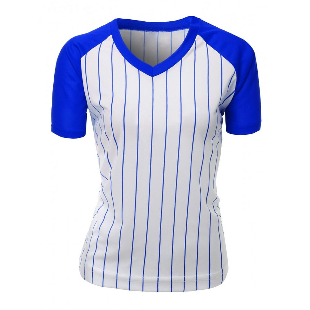FashionOutfit Women's Casual Cool Max Striped Short Sleeve Baseball V