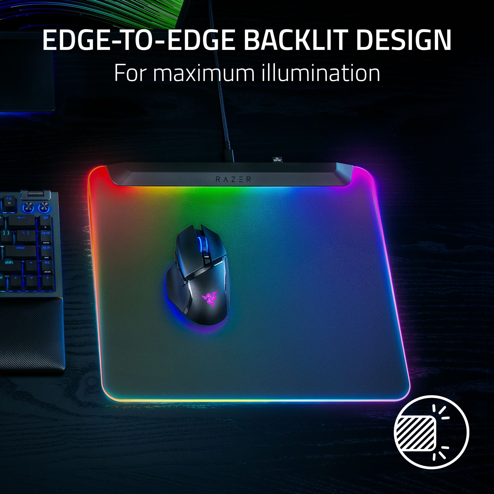 Razer Firefly V2 Pro Fully Illuminated Gaming Mouse Mat RGB, Micro-Textured Surface, Anti-slip Base