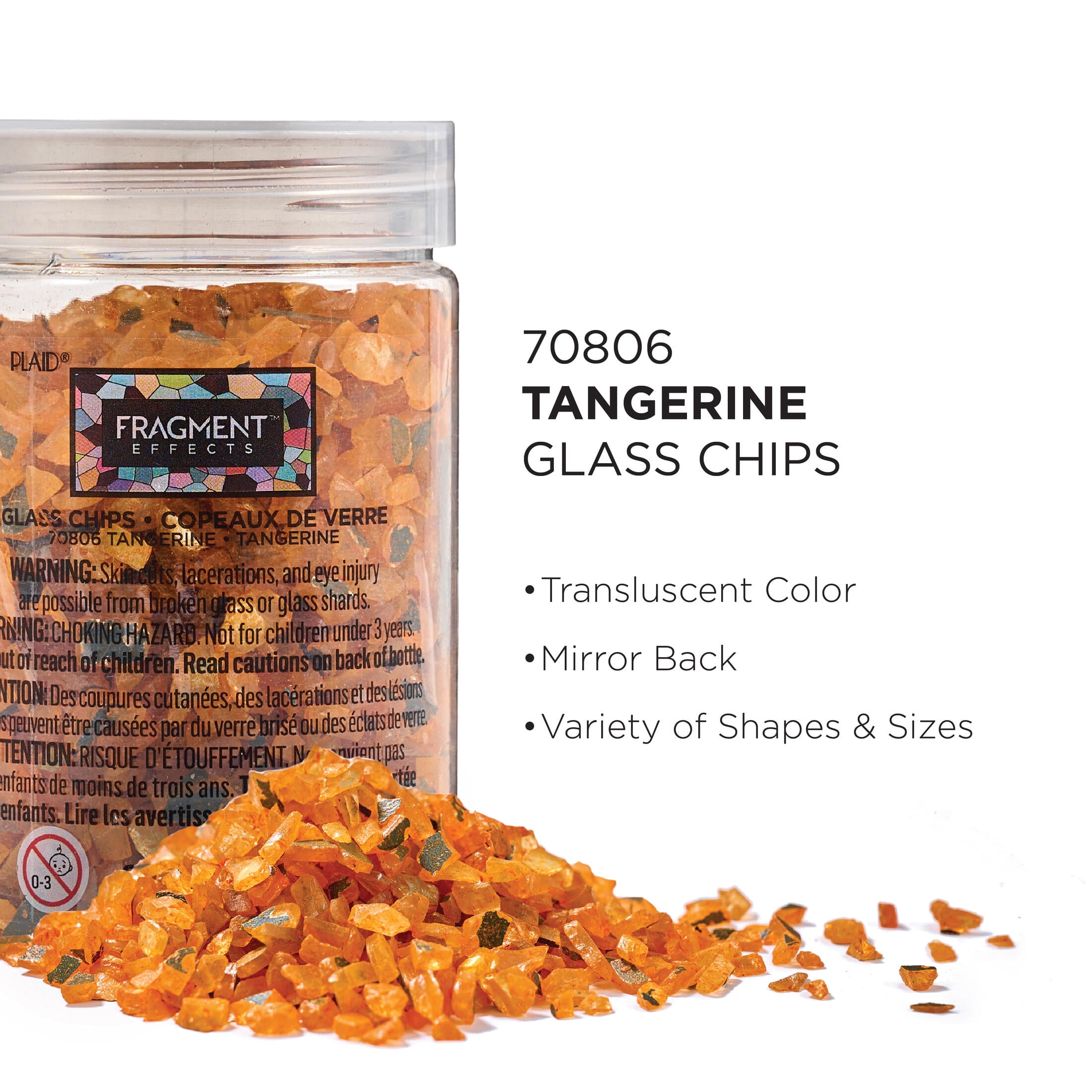 (2 pack) Plaid Fragment Effects Glass Chips, Tangerine, 6 oz