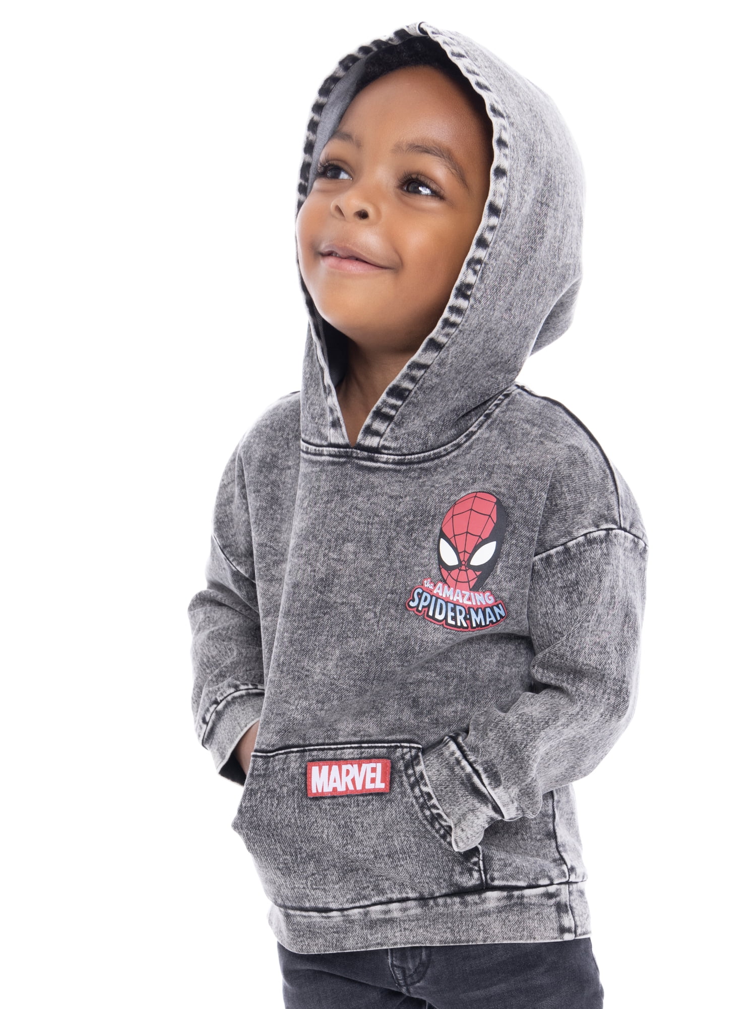 Spider-Man Toddler Boys Mineral Washed Graphic Hoodie, Sizes 12M-5T