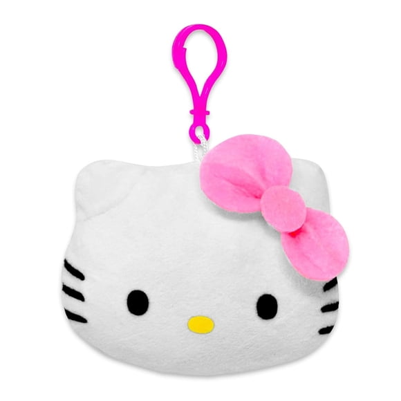 Monedero de felpa y 2 bálsamos labiales Hello Kitty, 14 cm, color blanco