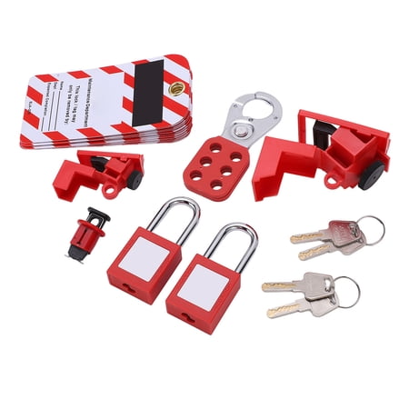 Group Lockout Tagout Kit With Clamp On Circuit Breaker Lock Hasps Tags ...