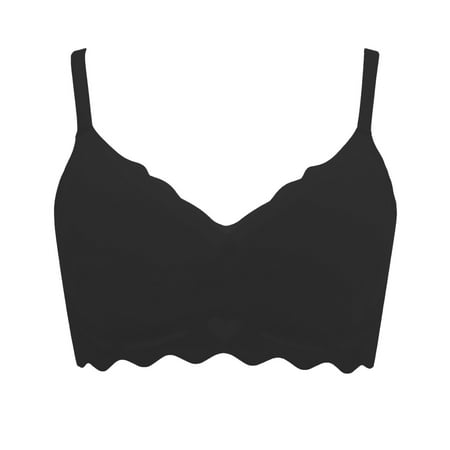 WCJM Women s Nylon Spandex Black nylon underwear Ladies  Thin Seamless Latex Without Ring Small Chest Gathered Special Side Breasts Sports Beautiful Back Bra