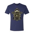 thumbnail image 2 of Wild Bobby, Brotherhood Biker Motorcycles Cross and Skull Pop Culture Mens Premium Tri Blend T-Shirt, Vintage Navy, X-Large, 2 of 3
