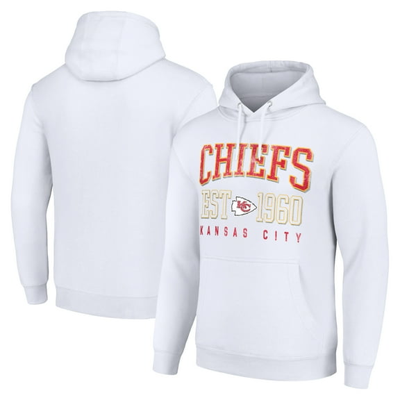 Unisex Starter White Kansas City Chiefs Throwback Logo Pullover Hoodie
