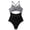 Black, variant on WOLLED One Piece Swimwear for Women,Super Pretty Color Blocking Halter 1 Piece Swimsuit for Summer Beach Party Swimsuit