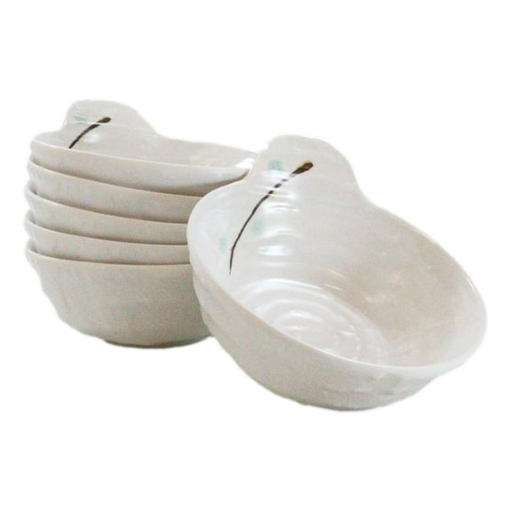 Pack Of 6 Yukino Hana Snowflakes Melamine Shallow Bowls With Handle 7oz