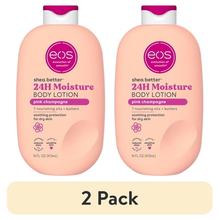 (2 pack) eos Shea Better Body Lotion for Dry Skin, Pink Champagne, 16 fl oz