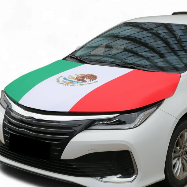Cubierta de capó de coche Unique Bargains 63x47 pulgadas patrón de bandera mexicana de poliéster 1 v