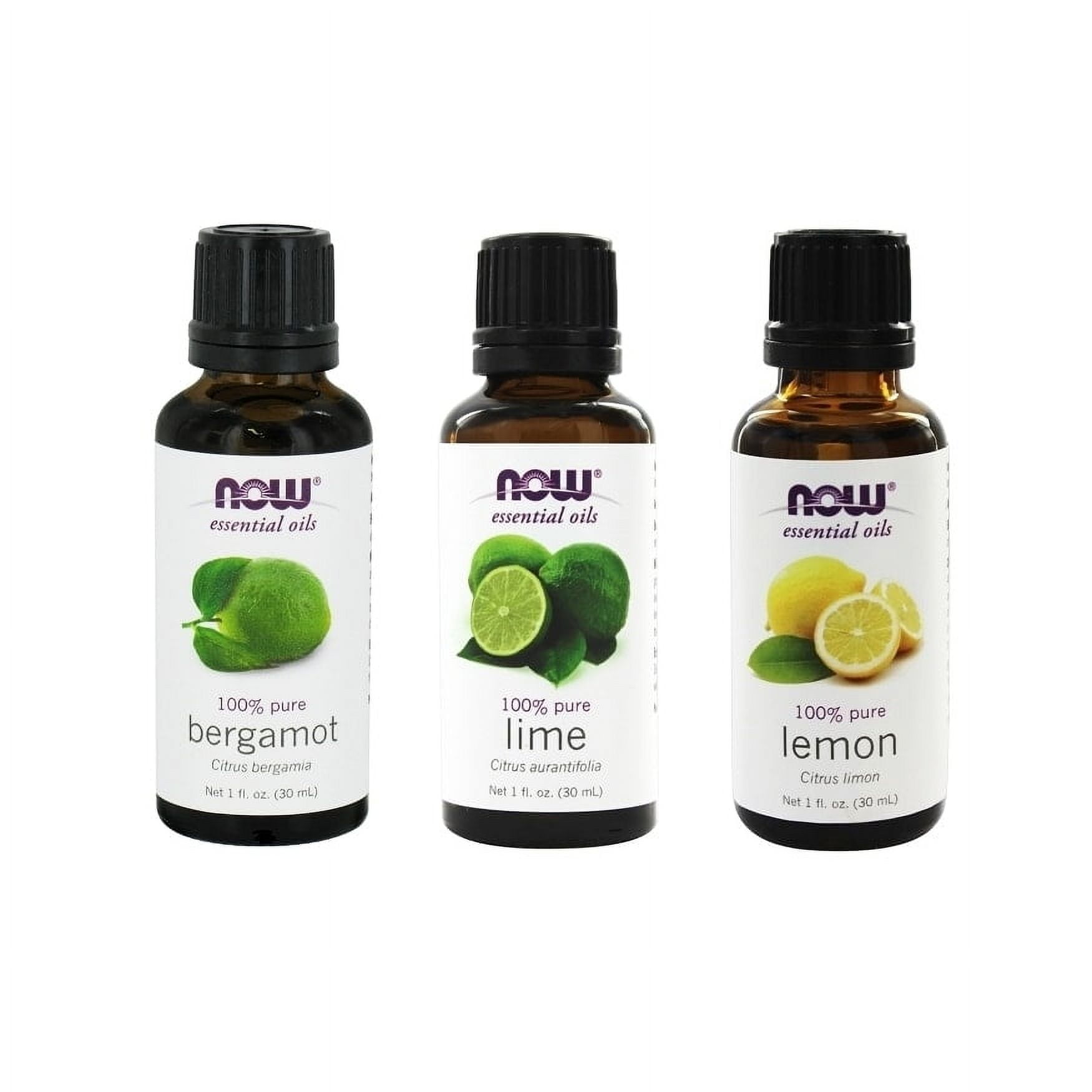 3-Pack Variety of NOW Essential Oils: Fulfill & Uplift- Lemon, Lime, Bergamot