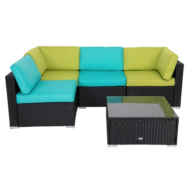 Kinbor 5 Pcs Outdoor Patio Furniture Sectional Pe Wicker ...