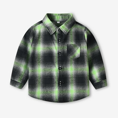 

DENGDENG Toddler Baby Boys Girls Button down Shacket Little Kids Long Sleeve Plaid Shirts Outwear Fall Shirt Jacket 3M-5Y