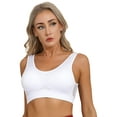 thumbnail image 2 of MSemis Women's Athletic Yoga Sports Bra Breathable Hollow Out Workout Crop Top A White 4XL, 2 of 6