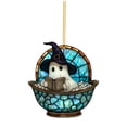 thumbnail image 1 of TIELUTT Halloween Acrylic Pendants Stylish Design Durable Materials and Rich Pottery Mini Stripe Spruce Candle Rings Acrylic Cake Discs for Decorating Christmas Wreath and Garland Swinging Dog Car Or, 1 of 4
