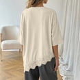 thumbnail image 5 of Asymmetrical Tunic Blouse for Women Summer Oversized Lace Trim T Shirts 2026 Casual Half Sleeve Hem Tops Loose Crewneck Beige L, 5 of 7
