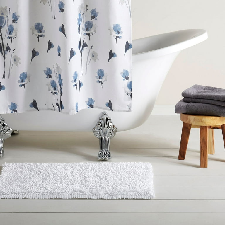 Home Dynamix Bali Breeze Solid Print Modern Shag Bath Mat, White