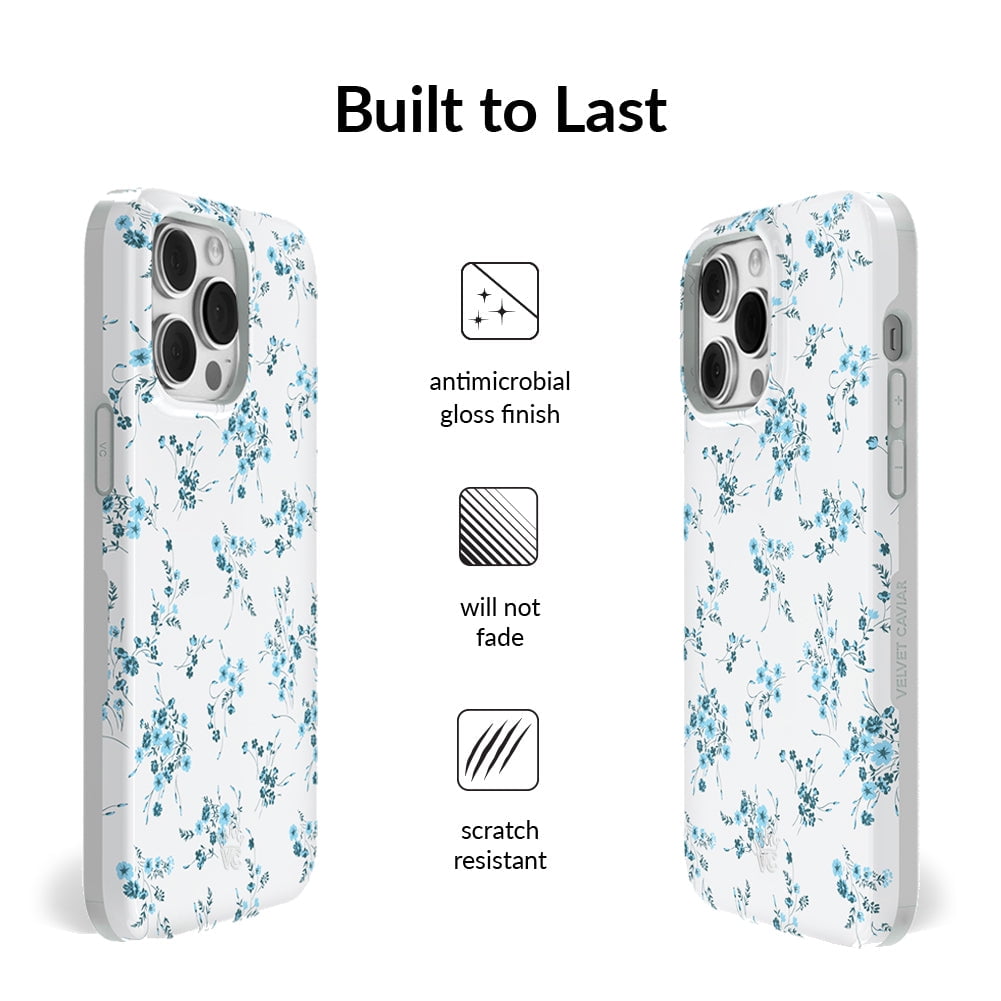 VELVET CAVIAR for iPhone 13 Pro Case Flowers - Compatible with MagSafe - Cute Protective Phone Cases for Women - French Blue Floral
