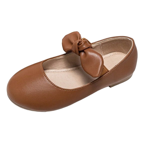 newwalpole Girls Ballet Flats Dress Shoes Mary Jane Wedding Party Shoes Flower Bridesmaids Princess Shoes Flats Brown for Size 13