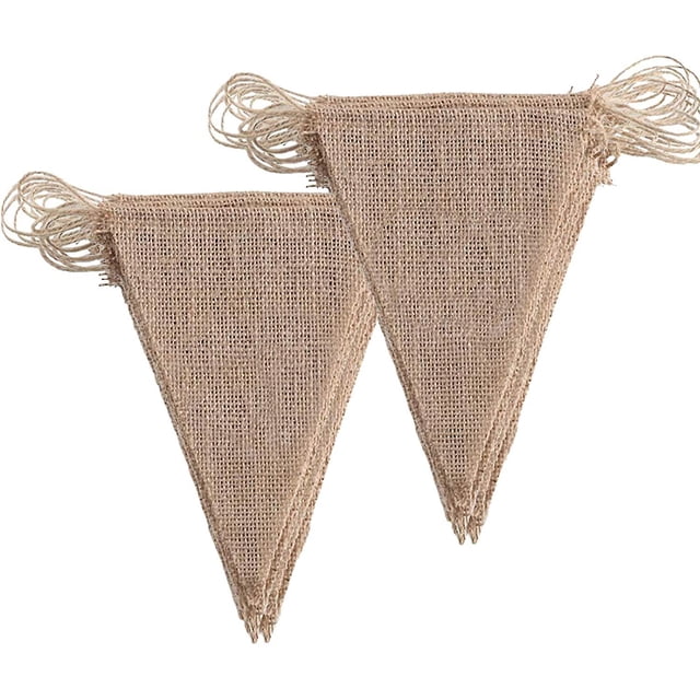 Cadena de banderines Dahi, 2 piezas, banderines vintage, guirnalda de banderines con 48 banderines triangulares para fiesta de bodas (marrón)