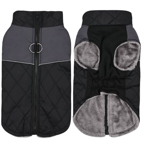 TELOLY Dog Clothes,Reflective Design Dog Jacket,Back Traction Ring Unrestricted Pet Costumes,Black,L