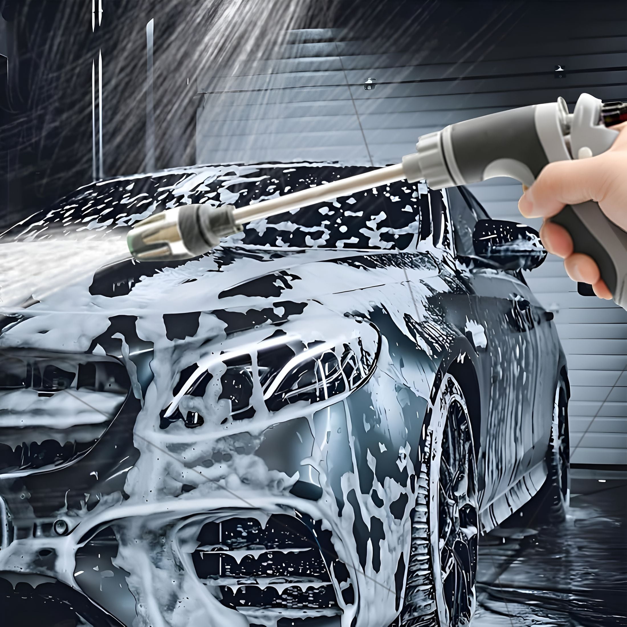 CURYMAY Pressure Washer, Pressure Washer Nozzle, 15x More Powerful Than Hoses, Universal Compatibility, 360° Rotating for Three Spray Modes, Effortless Dirt Removal (Water Gun+Foam Pot+3 Connector)