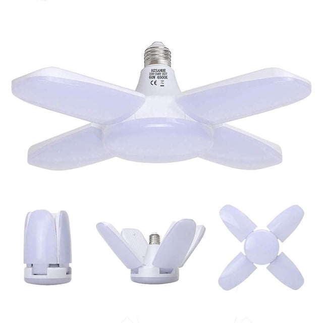 Luz de garaje E27 60 W LIUYMXG Luz de taller deformable 6500 K 5500 LM 4 paneles ajustables