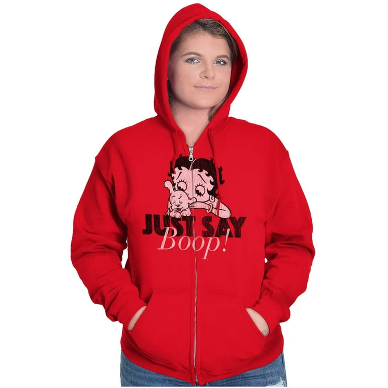 Betty Boop and Pudgy Adorable Cute Zip Hoodie Sweatshirt Women Brisco Brands M Walmart