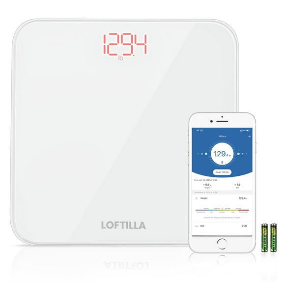 Loftilla Digital Bathroom Scale - 400lb Capacity, Tempered Glass, LED Display, Step-On
