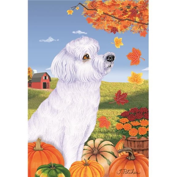 Best of Breed TP672711 Goldendoodle White Autumn Leaves Garden Flag