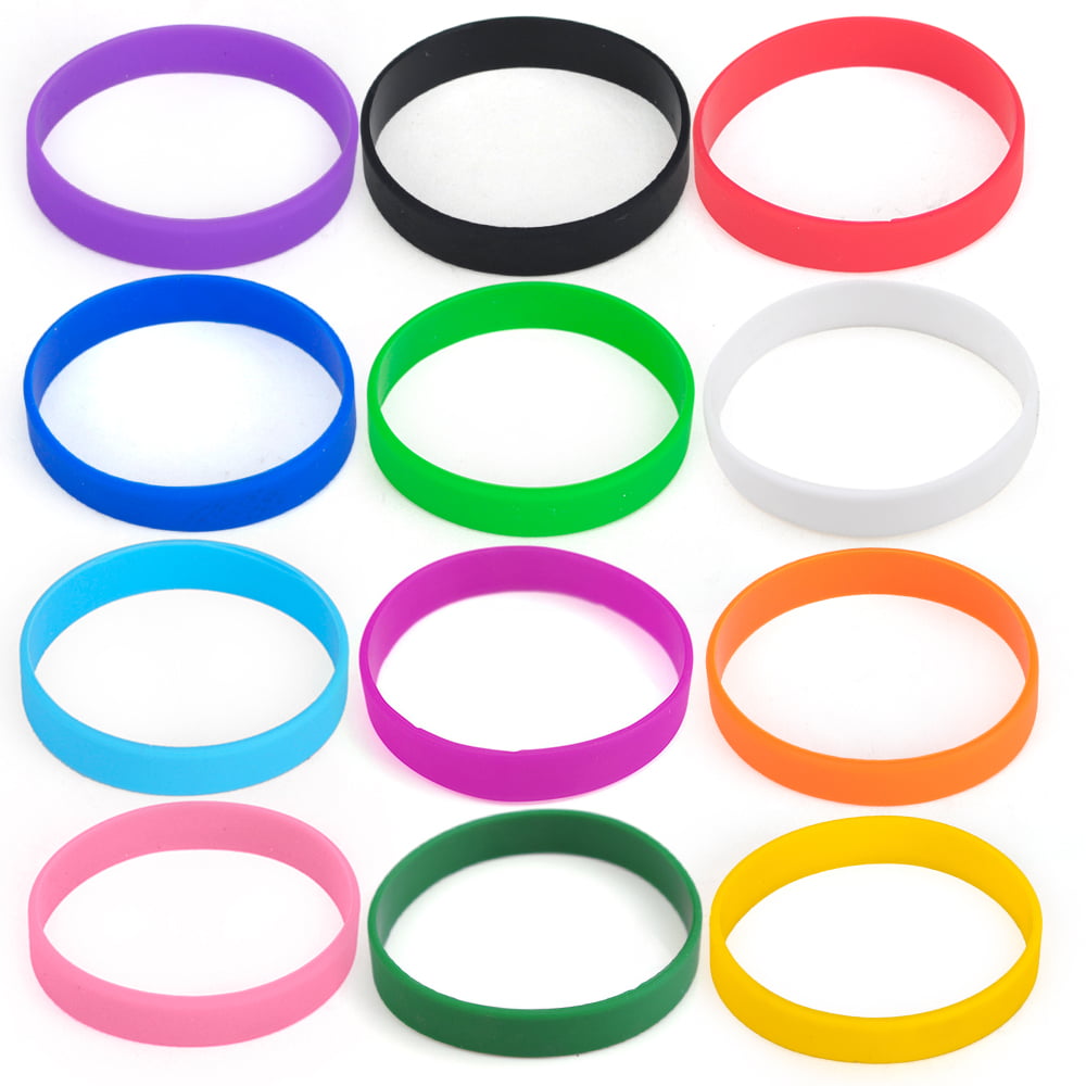 AMPM Collective Rubber Bracelets Silicone Wristbands Variety of Colors Unisex for Men Women Teens 12 Pcs 
