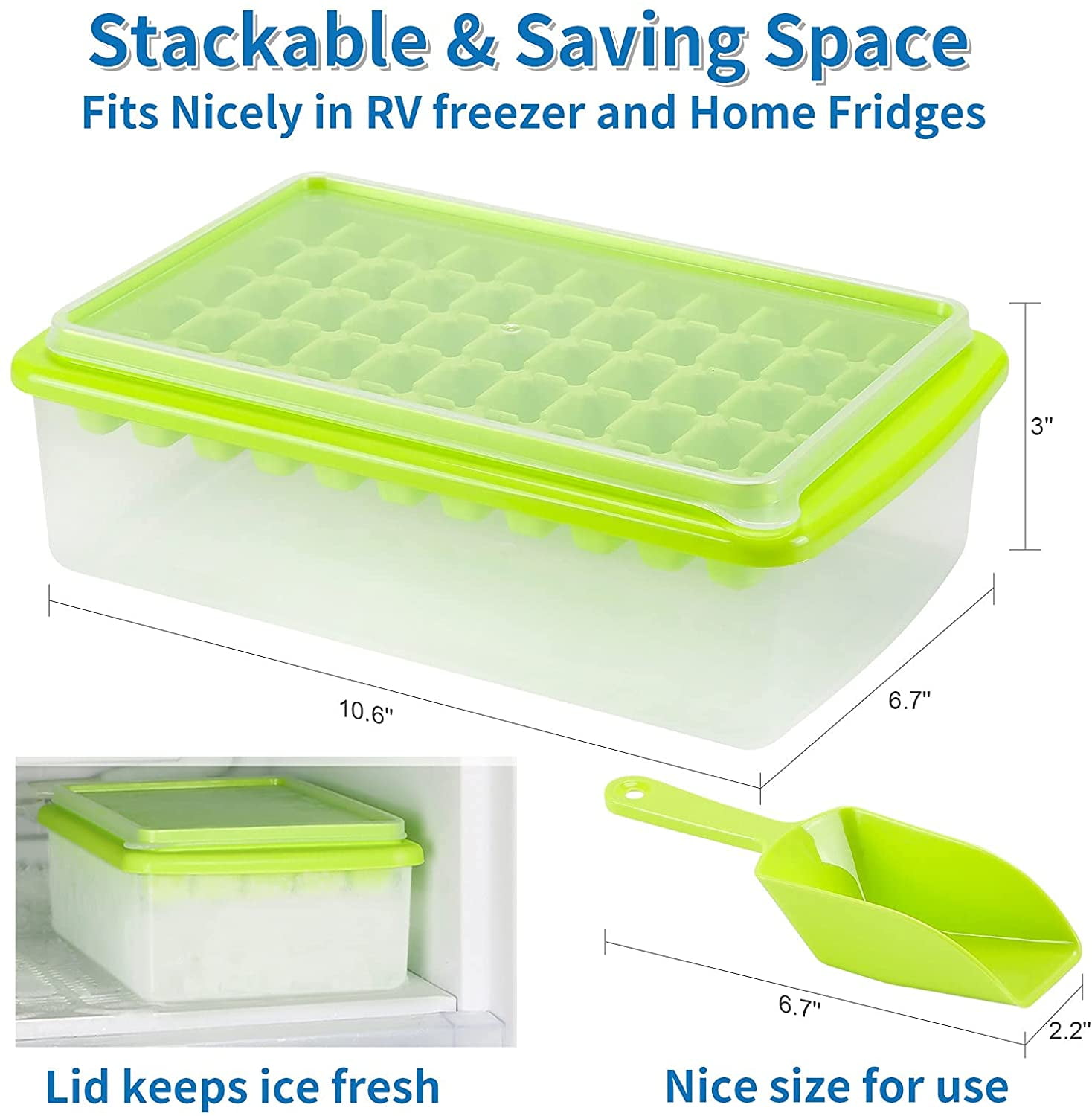 Stackable Ice Cube Trays，Space Saving 