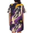 thumbnail image 6 of Fuzoiu Astronaut Floating purple Space Print Women's Short-Sleeved Pajama Set,Lounge Sleepwear Set,Womens Pajama Sets 2 Piece,Button-Up Top and Shorts with Pockets-Large, 6 of 7
