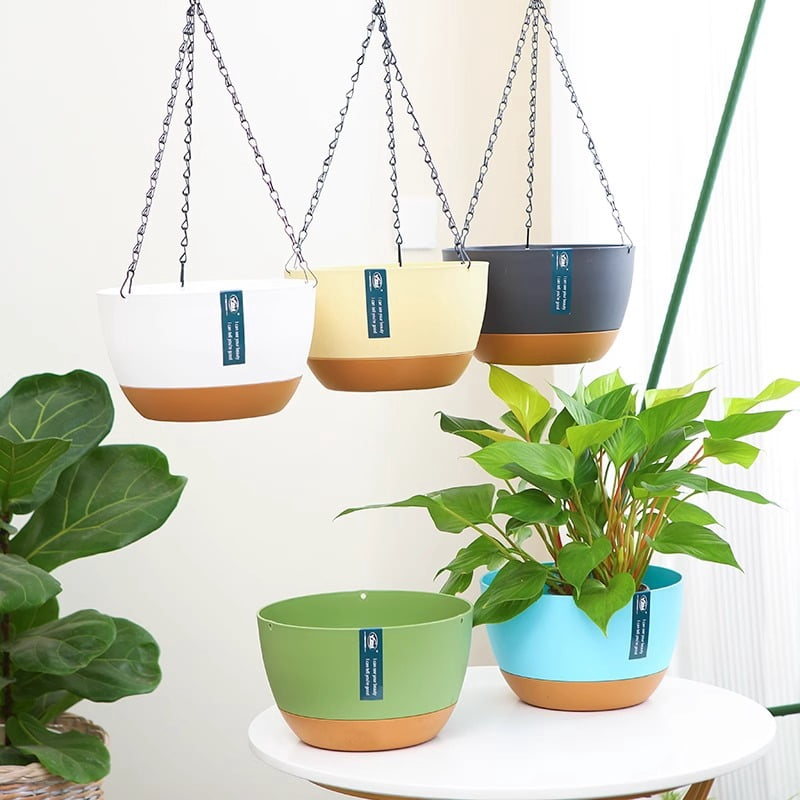Hanging Planter Pots with Chains, Self-Watering Baskets for Indoor & Outdoor Plants