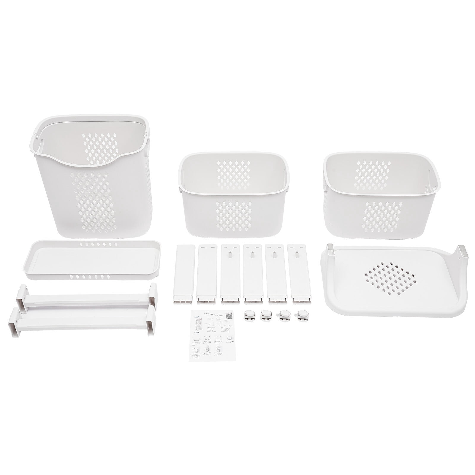 Rolling Laundry Hamper Storage Sorter, 3 Tier Rolling Laundry Hamper Cart White Laundry Baskets with Wheels for Kitchens Bathrooms Bedrooms Classrooms Laundry Rooms