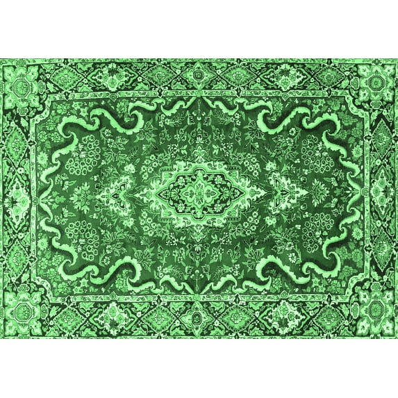 Ahgly Company Indoor Rectangle Medallion Emerald Green Traditional Area Rugs, 8' x 10'