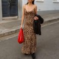 thumbnail image 2 of Quixlent Lady Slip Dress Leopard Print Backless Slim Waist Low-cut V Neck Sleeveless A-line Prom Cocktail Club Party Maxi Dress, 2 of 7