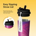 thumbnail image 3 of 18oz Travel Coffee Mug, 316 Stainless Steel Vacuum Insulated Tumbler with 2-in-1 Straw Lid & Strap, Liquid & Marble Print, 3 of 6