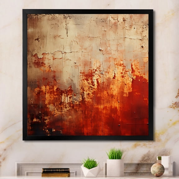 Designart "Chaotic Orange Collage III" Abstract Framed Wall Art Decor - Modern Orange Abstract Collages Living Room Framed Canvas Art