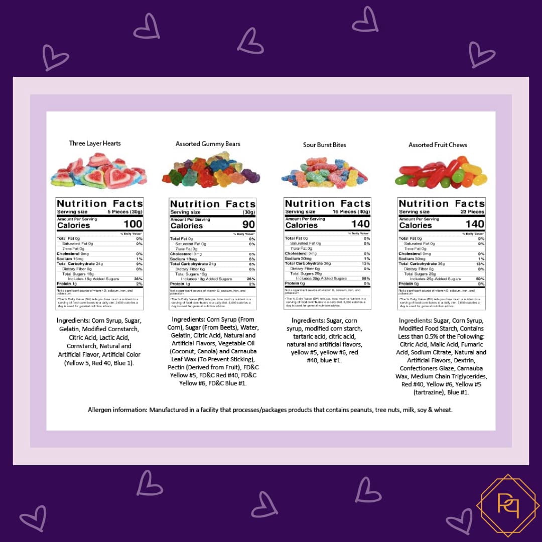 Purple Plum Thank You Candy Platter Bulk Candy Variety Pack, 4 Flavors