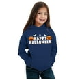 thumbnail image 4 of WERYOUNG Girls Boys Hoodies Cartoon Letter Pumpkin Bat Printed Long Sleeve Pullover Hooded Halloween Sweatshirt With Pocket Kids Versatile Vacation Hoodie,Navy,3-4 Years, 4 of 4