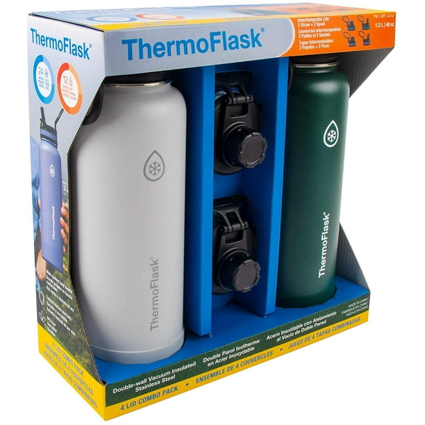 ThermoFlask - Ensemble de 2 bouteilles de 1,2 L (40 oz) en acier