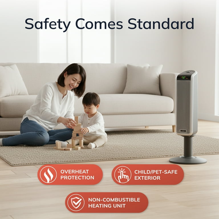 Lasko 1500W Indoor Oscillating Ceramic Pedestal Space Heater with